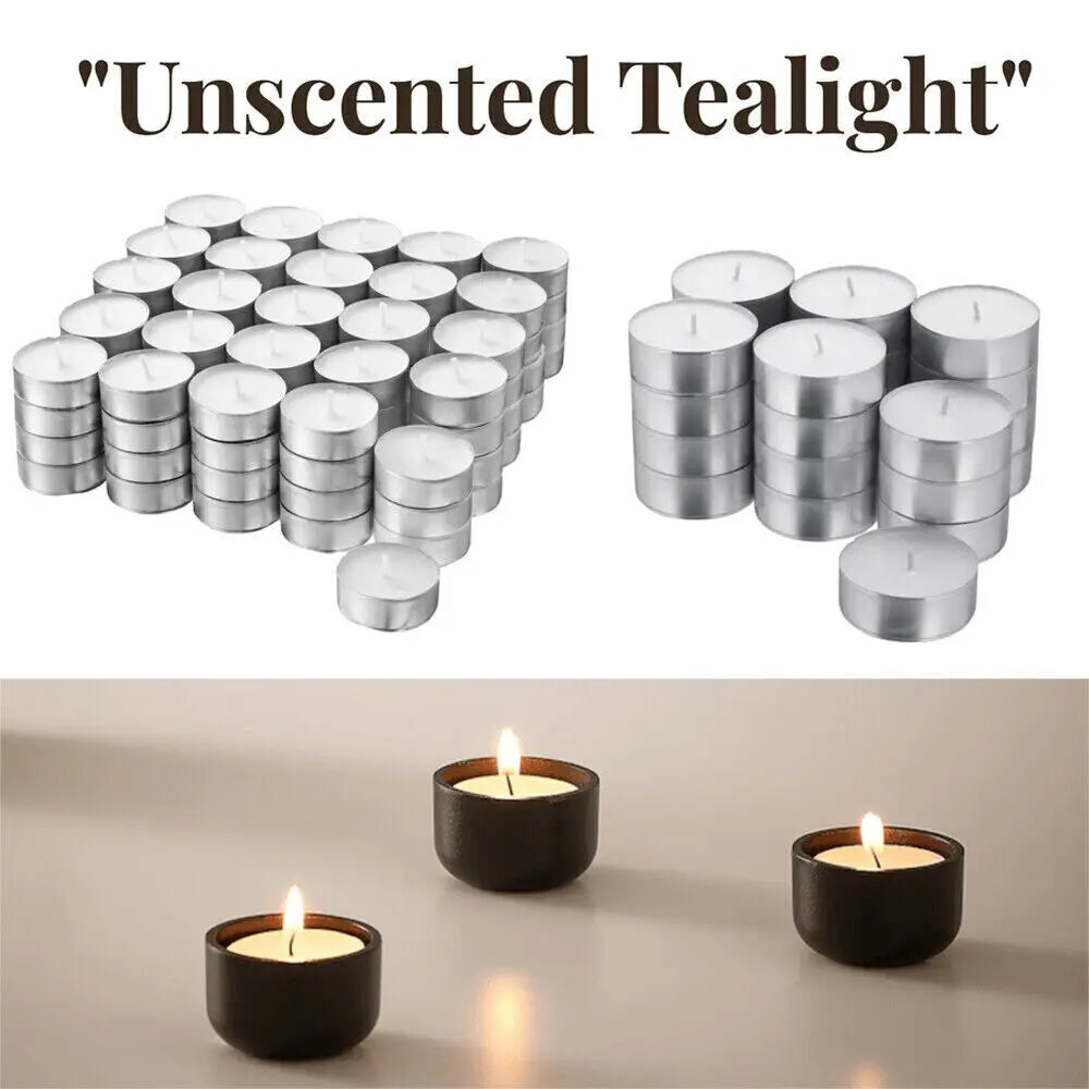 200 Pack Dripless White Unscented Tea Light Candles 4 Hr