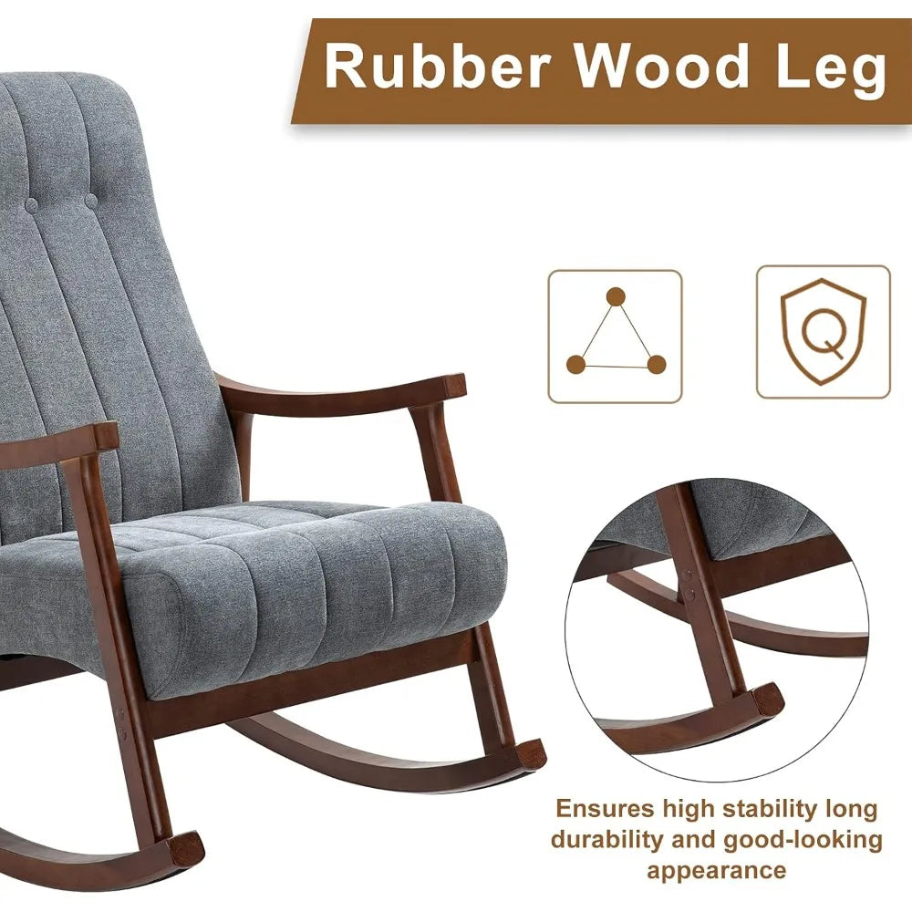 AVAWING Upholstered Rocking Chair With Padded Seat Living Room Modern High Back