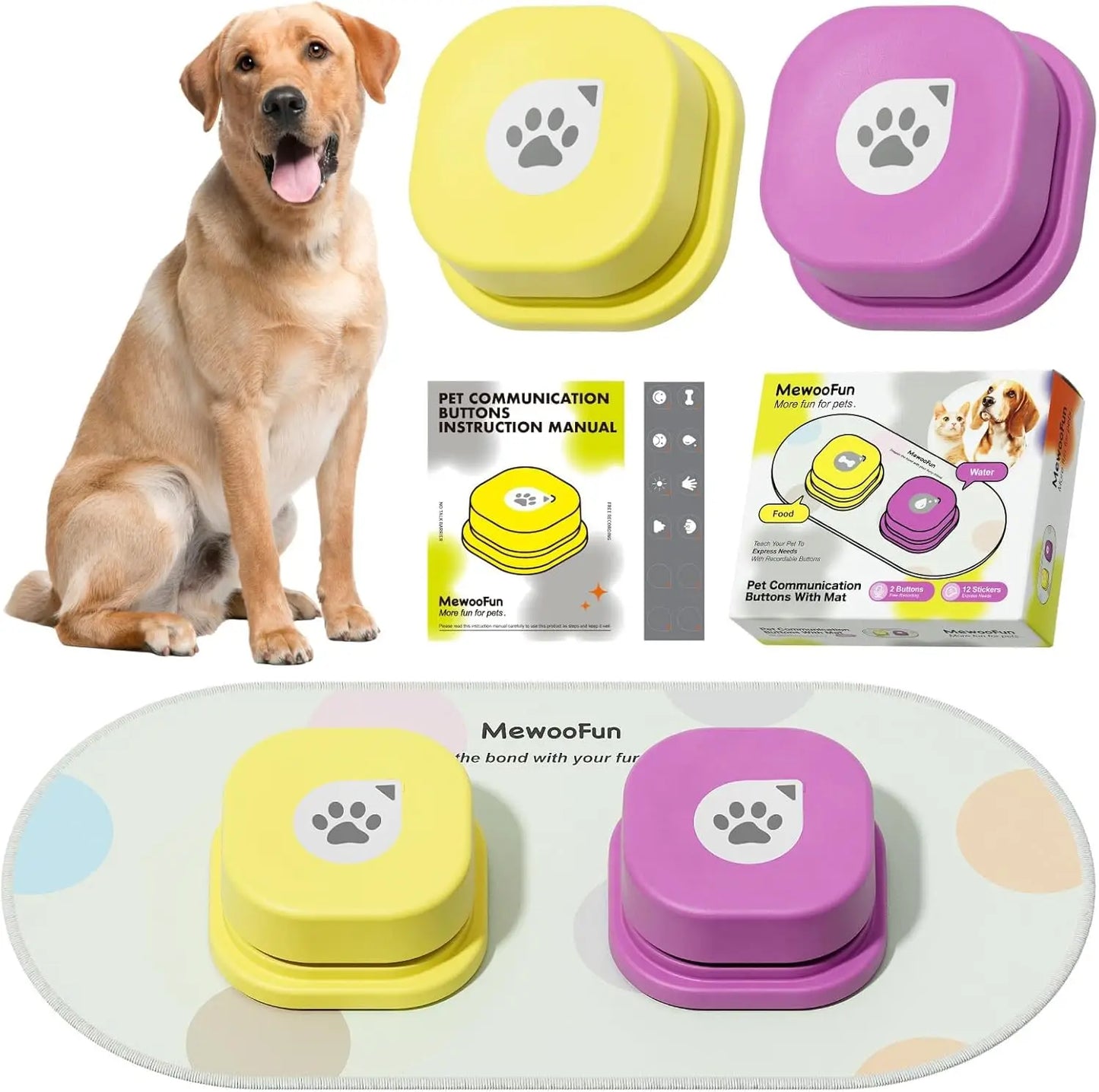 Mewoofun Dog Communication Buttons Talking Kit With Mat