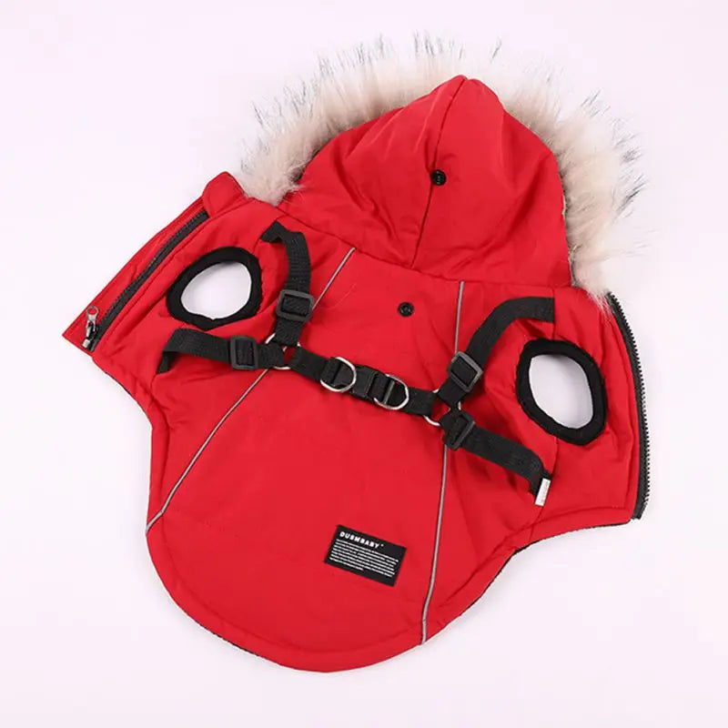 Winter Dog Jacket With Harness Waterproof Hooded Coat For Small Medium Dogs