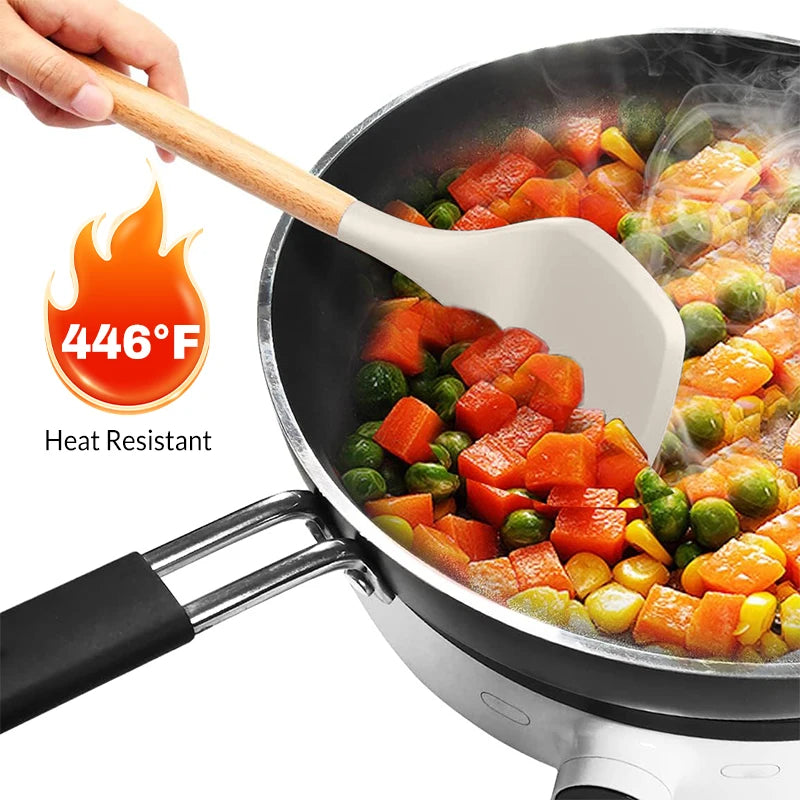 12 Piece Silicone Kitchenware Cooking Utensils Set Non Stick Cookware Spatula Shovel Egg Beaters Baking Set with Storage Bucket