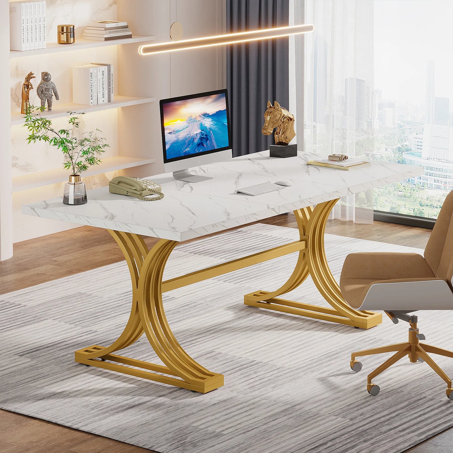 Tribesigns Office Desk 70.9 Inch Wooden Computer Desk