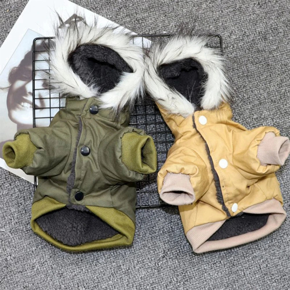Dog Jacket With Harness Winter Coat Heavy Warm Hoodie Vest Windproof Outdoor