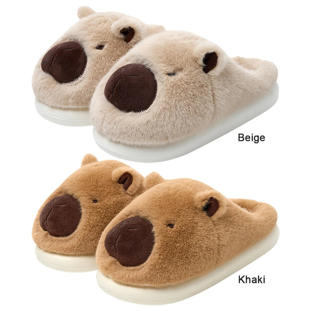 Plush Capybara Slippers Closed Toe Thermal Home Slippers For Men Women Non Slip