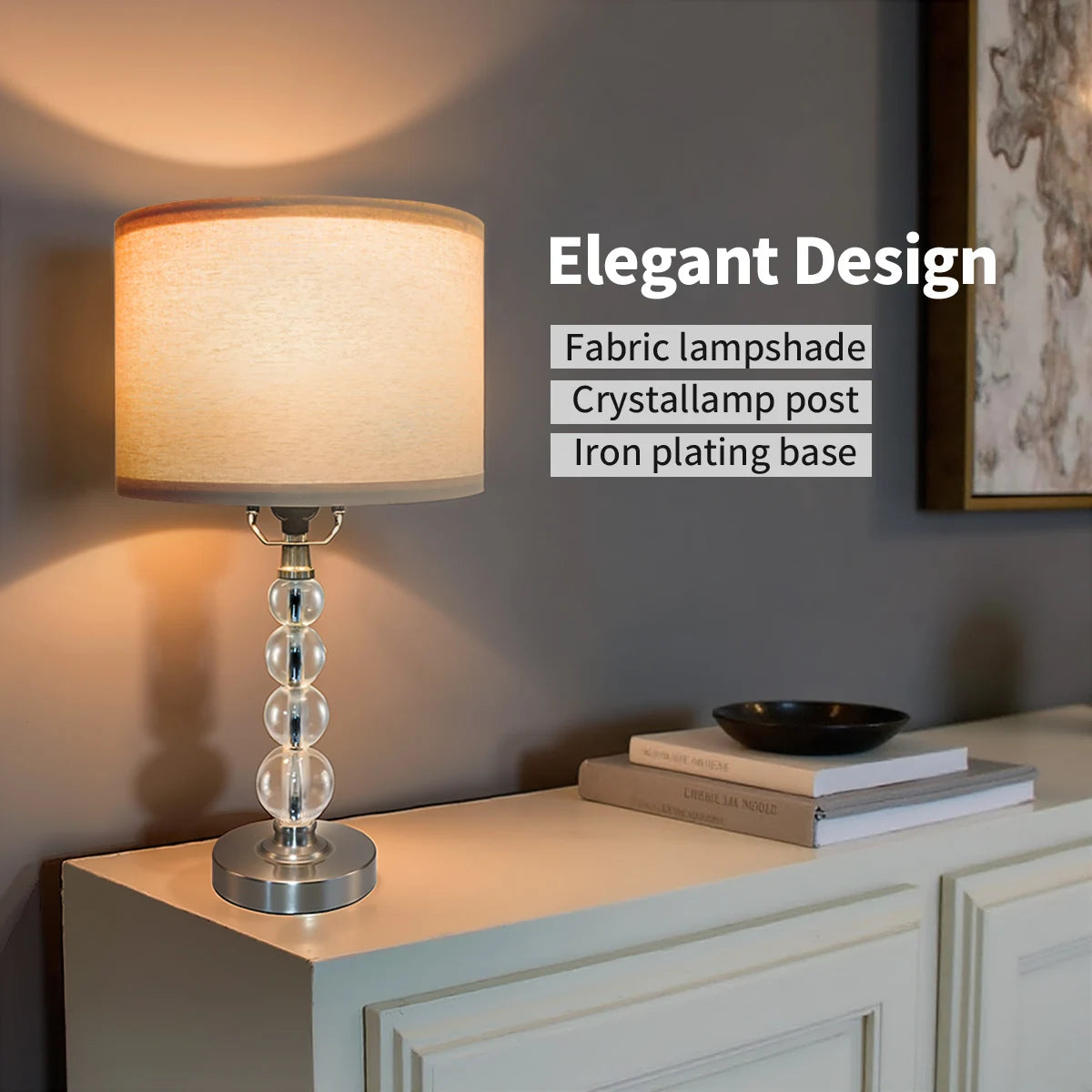 Modern Desk Lamp Set of Two E26 Socket Linen Colored Lampshade Ideal for Living Room Bedroom and Bedside