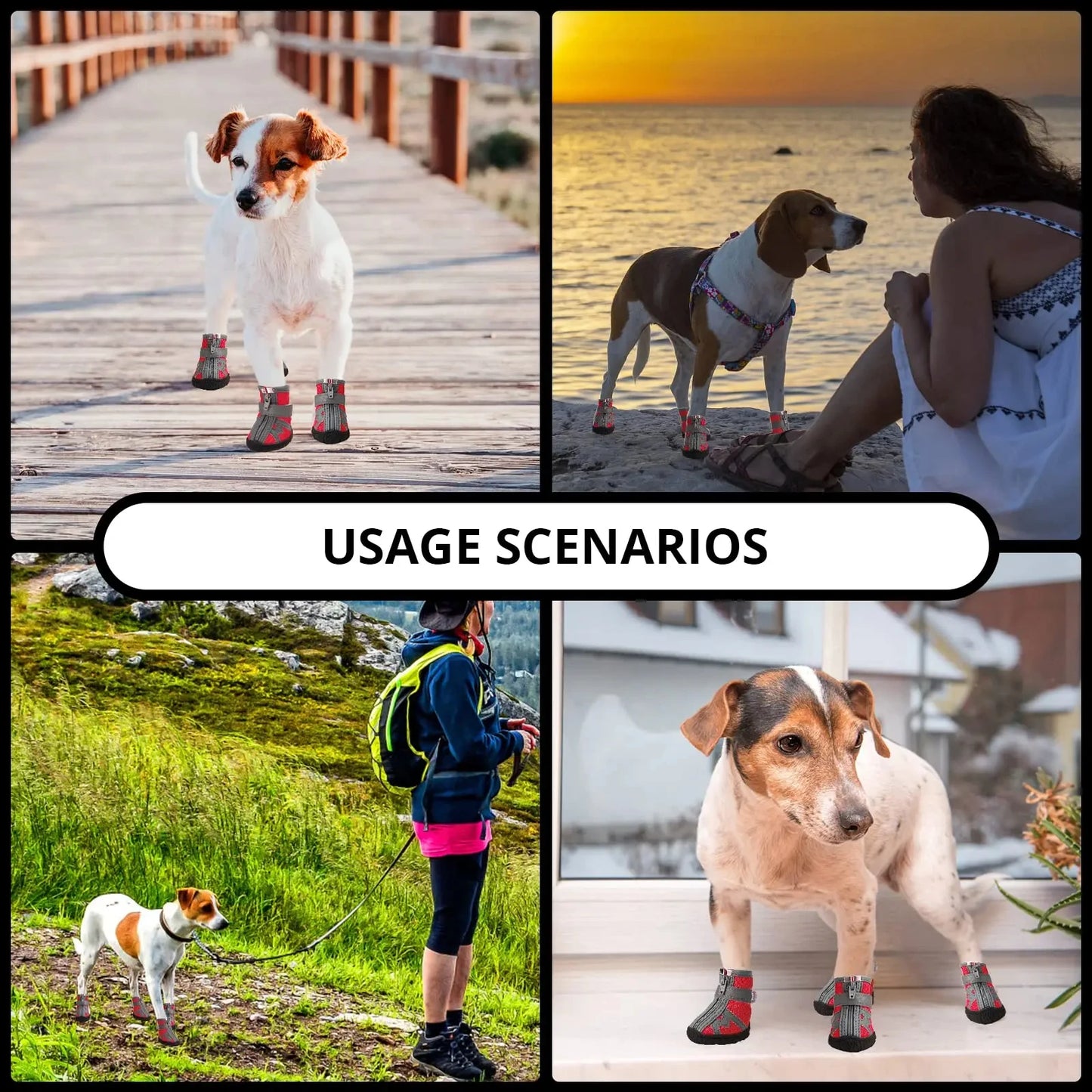 Waterproof Summer Dog Shoes 4 Pack Anti Slip Rain Booties For Small Pets