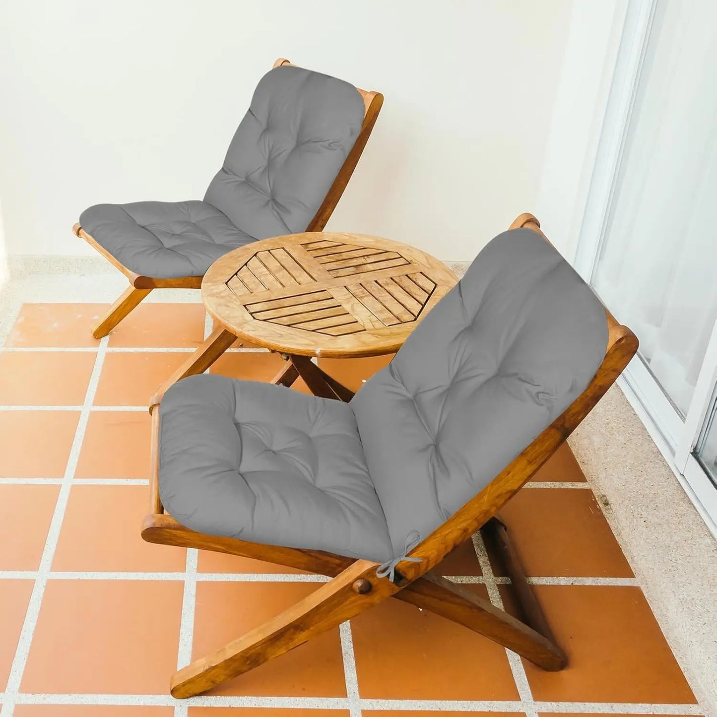 4 Set Outdoor High Back Chair Cushions 47 x 20 Inch Waterproof Fade Resistant Comfort Replacement Seat