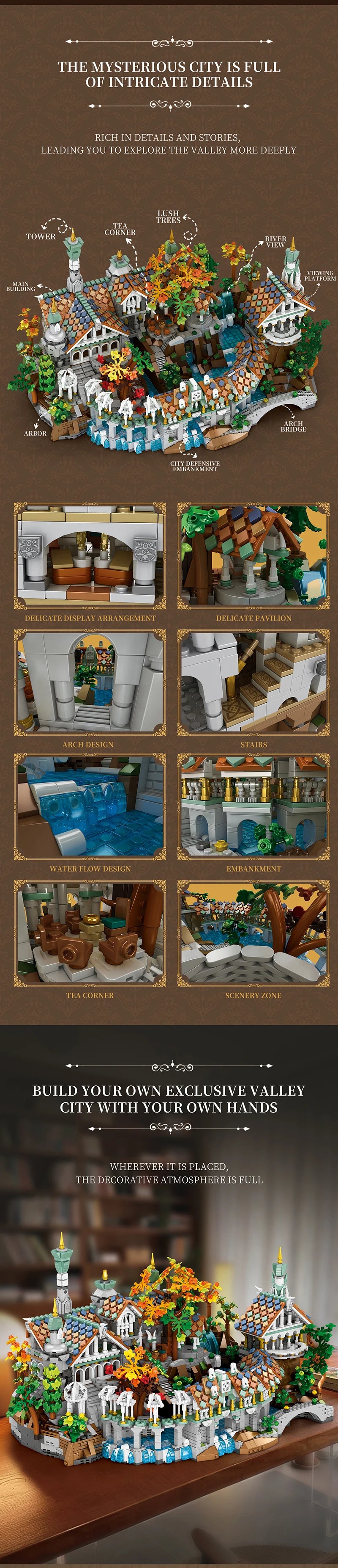 4406Pcs Rivendell Medieval Castle MOC Modular Building Blocks Lego Compatible