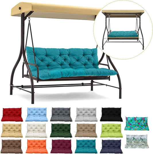 Thick 4 Inch Outdoor Swing Seat Cushion With Backrest And Ties For Patio Porch