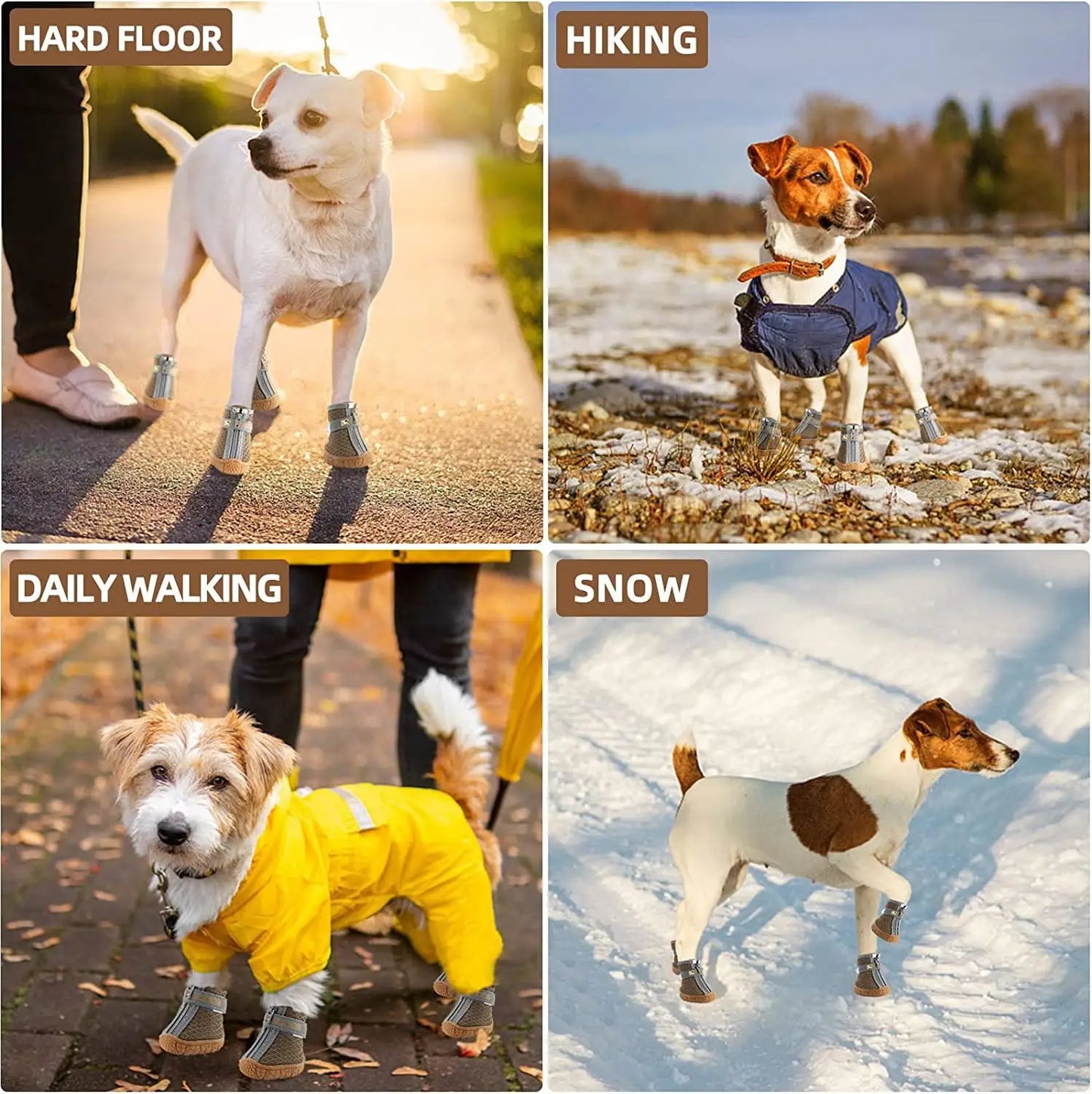 4 Pcs Dog Waterproof Shoes Rain Boots Reflective Strip Anti Slip For Small Pets