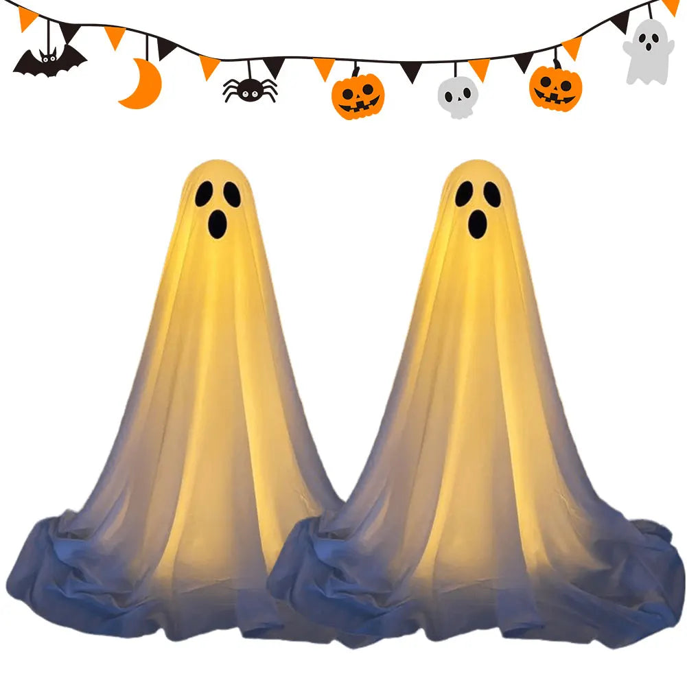 Lighted Spooky Ghost Decor Halloween Decorations Outdoor with String Lights Scary Standing Ghosts for Front Porch Yard