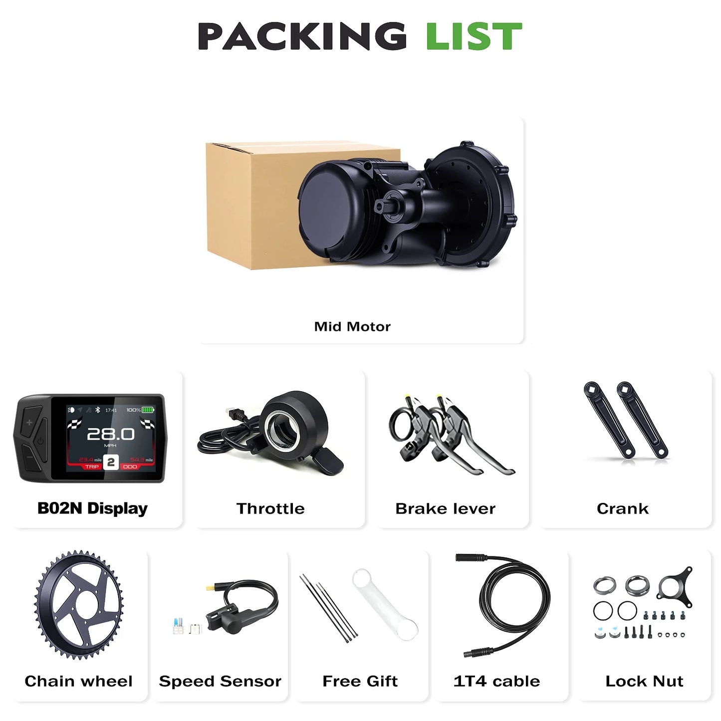 Ebike Conversion Kit Battery 750W Mid Drive Torque Sensor
