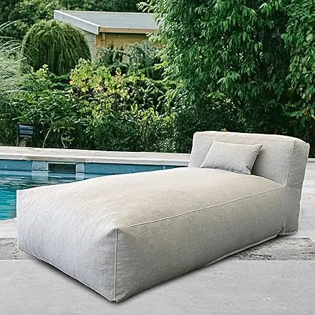 Outdoor Foam Filled Bean Bed Chair Sun Lounger for Patio and Pool