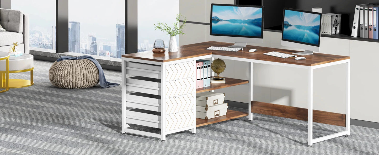 Tribesigns L Shaped Computer Desk With Storage Drawers