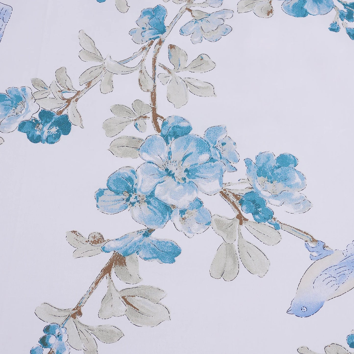3Pc 600TC Egyptian Cotton Duvet Cover Set Blue Floral
