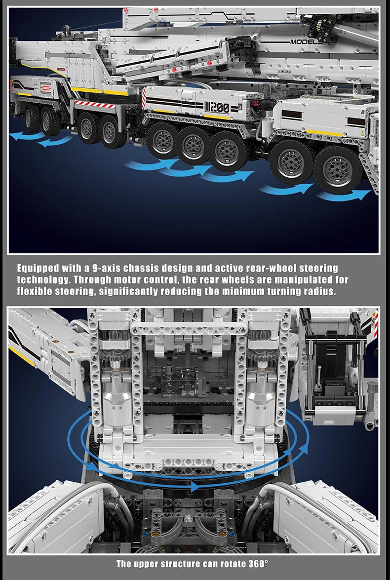 Mould King 17007 17008 Motorized Crane Building Block Set LTM 11200