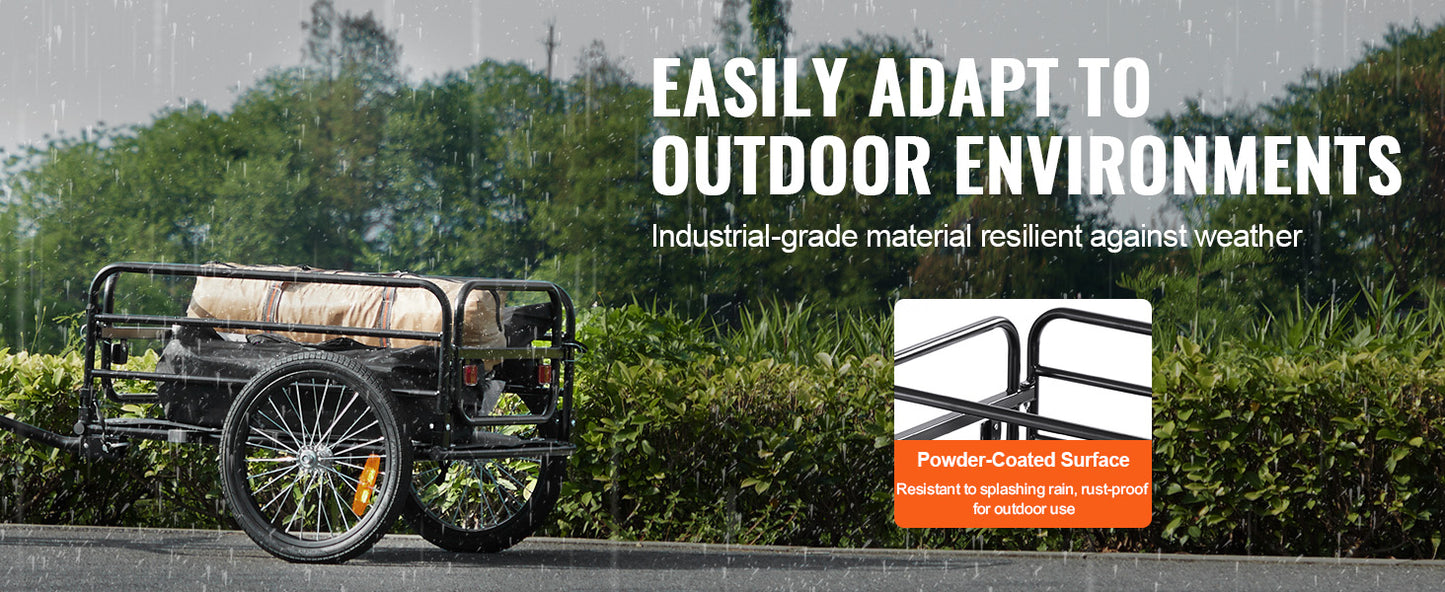 SucceBuy Bike Cargo Trailer 160 Lbs Foldable 16 Inch Wheels
