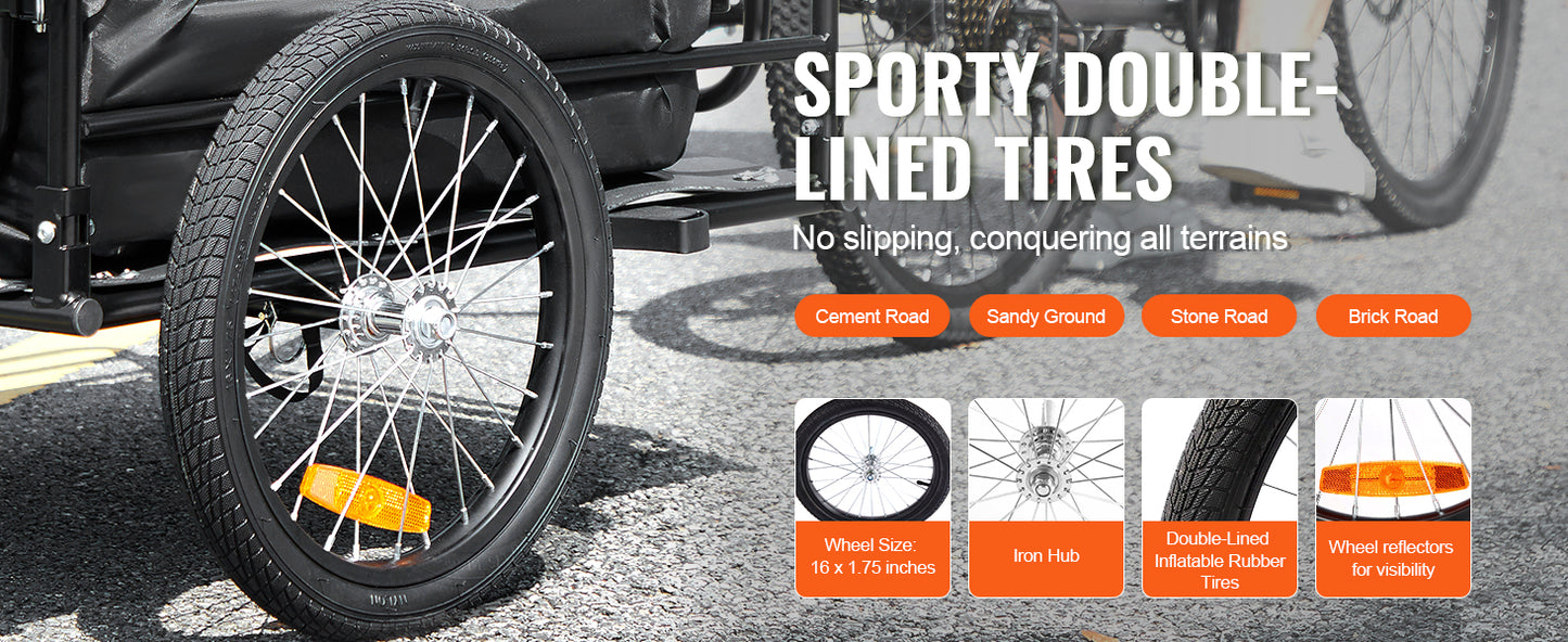 SucceBuy Bike Cargo Trailer 160 Lbs Foldable 16 Inch Wheels