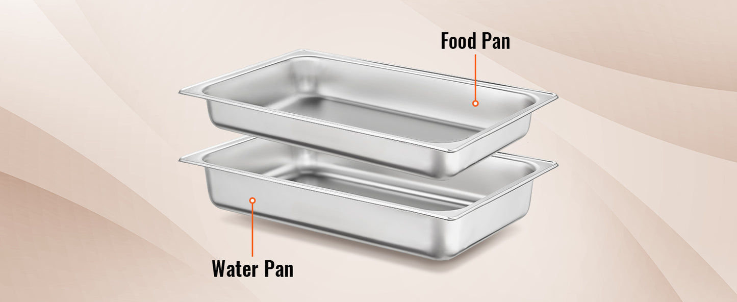 Vevor 8QT Rectangle Chafing Dish Set 4 Pack Stainless Steel Buffet Server Food Warmer Catering Equipment