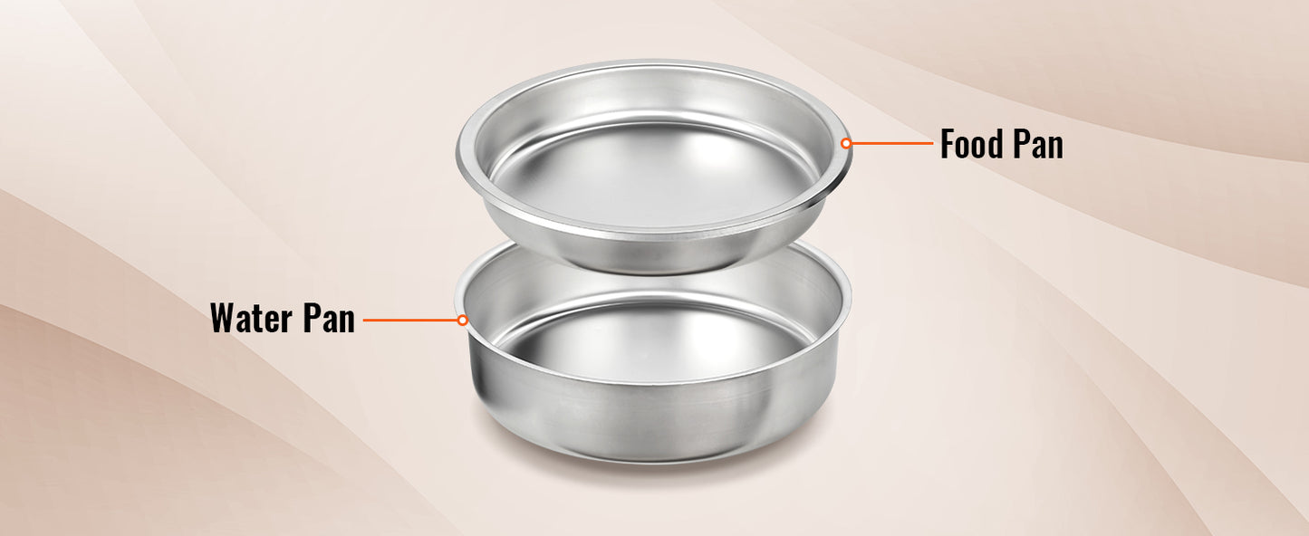 SucceBuy Roll Top Chafing Dish Buffet Set 6 Qt 2 Pack Stainless Steel Chafer with 2 Full Size Pans Round Catering Warmer Server