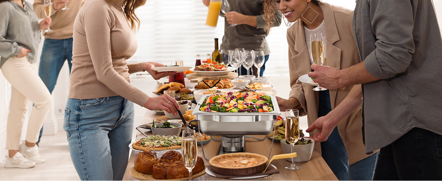 Vevor 8QT Rectangle Chafing Dish Set 4 Pack Stainless Steel Buffet Server Food Warmer Catering Equipment