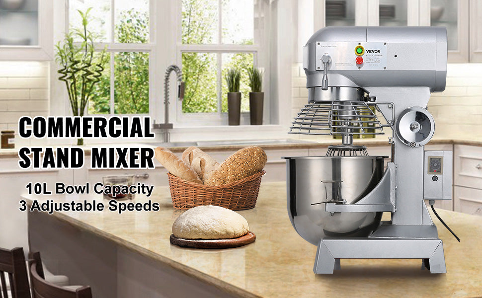 SucceBuy 10 to 30 Liter Electric Dough Machine Stainless Steel Commercial Cream Egg Whisk Mixer Processor Kitchen Food Stand Blender