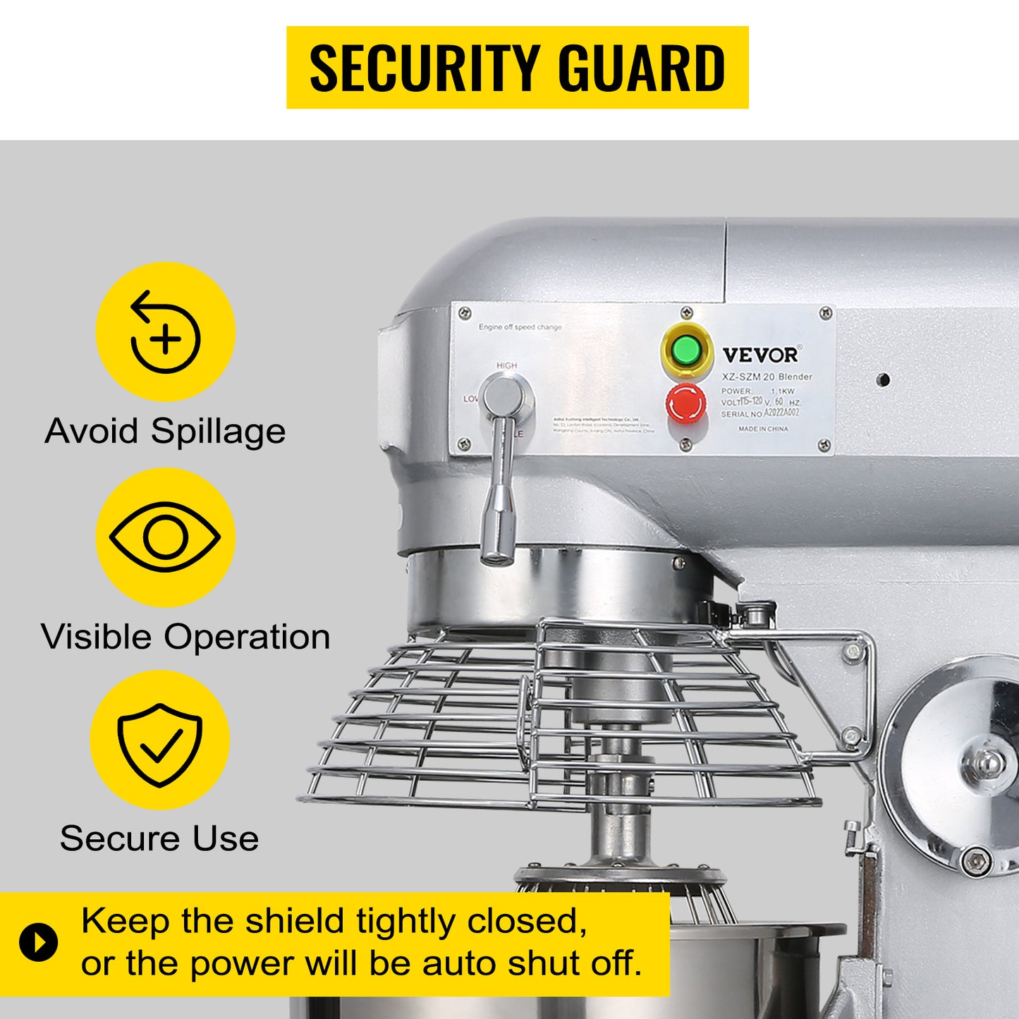 SucceBuy 10 to 30 Liter Electric Dough Machine Stainless Steel Commercial Cream Egg Whisk Mixer Processor Kitchen Food Stand Blender