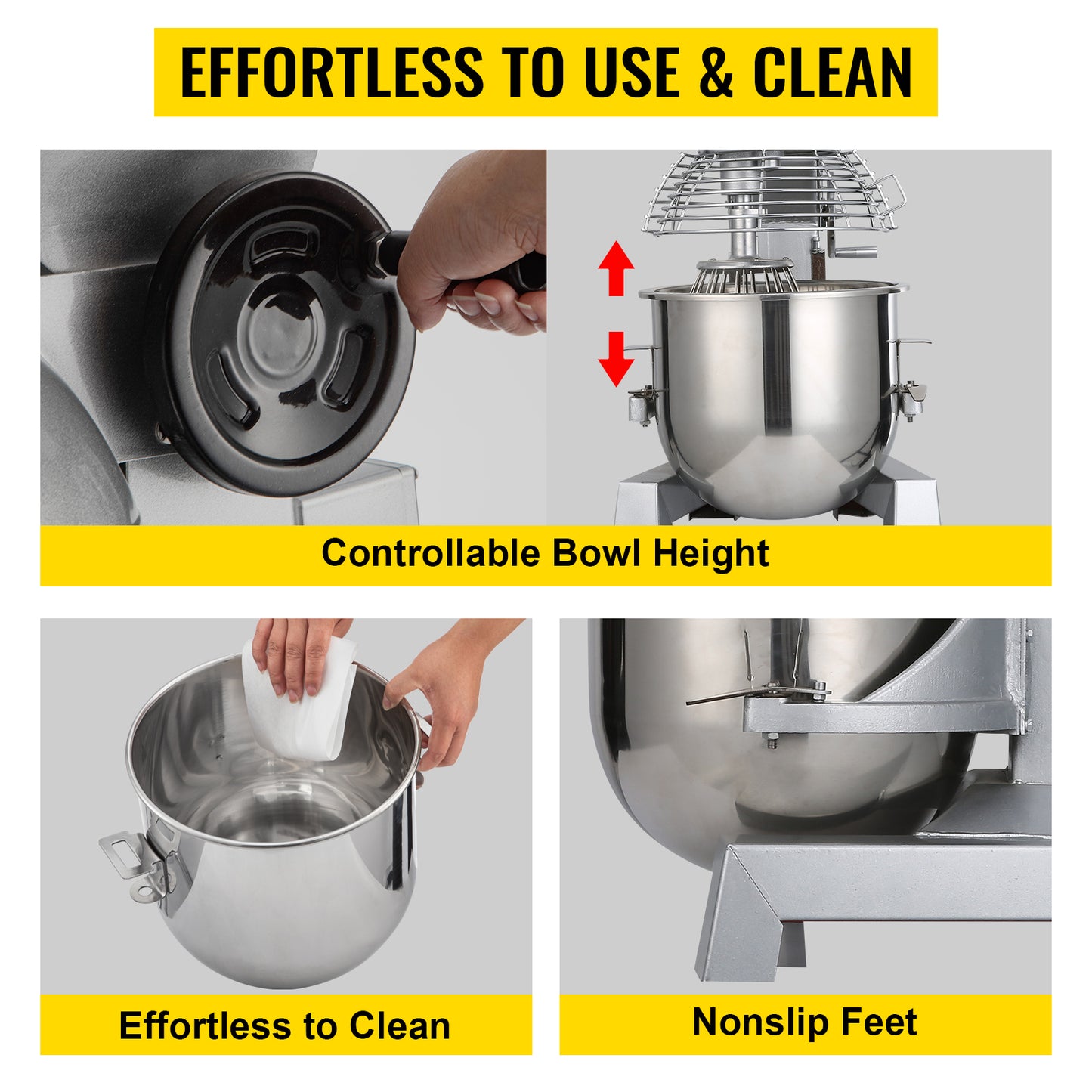 SucceBuy 10 to 30 Liter Electric Dough Machine Stainless Steel Commercial Cream Egg Whisk Mixer Processor Kitchen Food Stand Blender