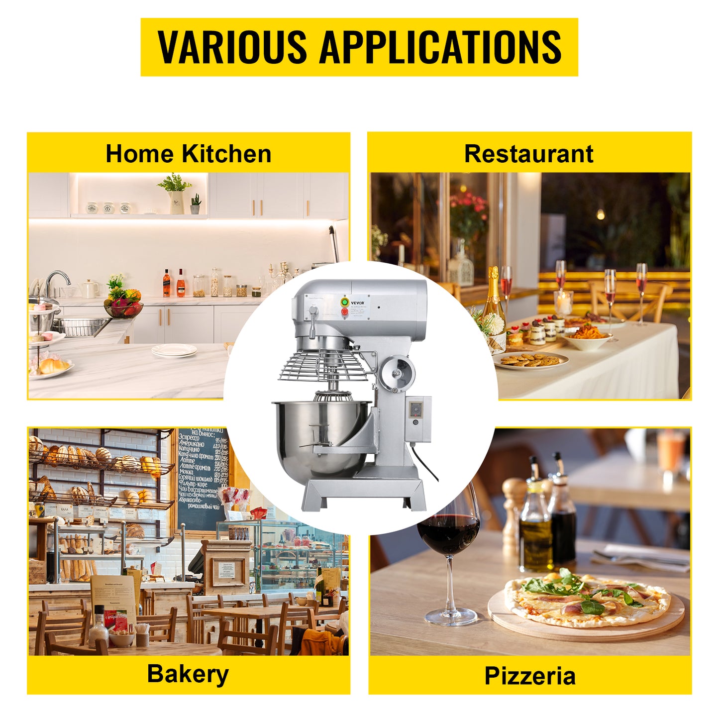 SucceBuy 10 to 30 Liter Electric Dough Machine Stainless Steel Commercial Cream Egg Whisk Mixer Processor Kitchen Food Stand Blender
