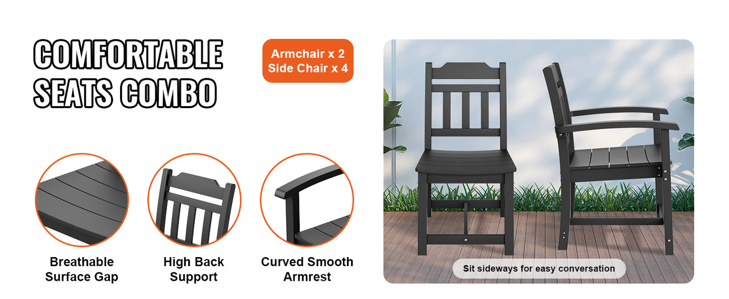 SucceBuy 7 Piece Patio Dining Set Outdoor Rectangle Table And Chairs All Weather