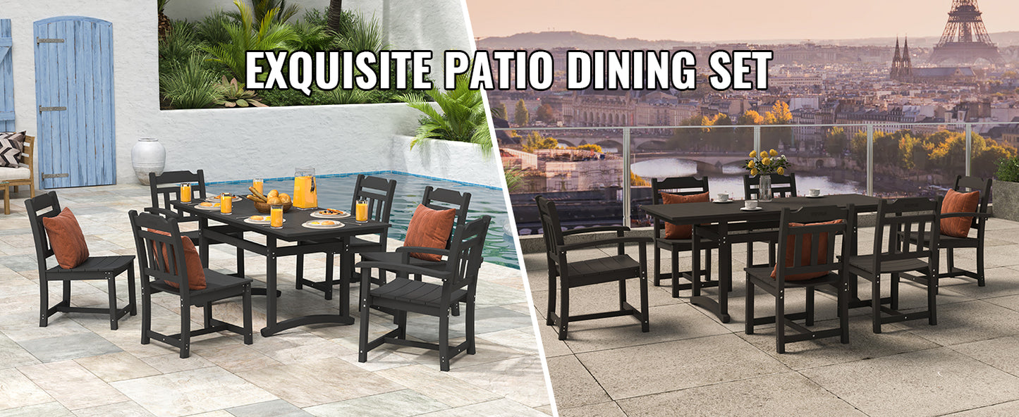 SucceBuy 7 Piece Patio Dining Set Outdoor Rectangle Table And Chairs All Weather