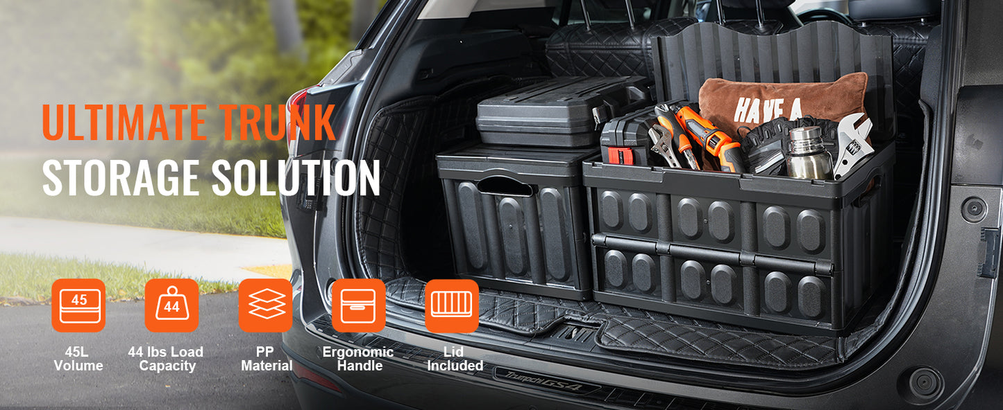 Set Of 3 Collapsible Storage Bins 45L 65L Stackable With Lids For Garage