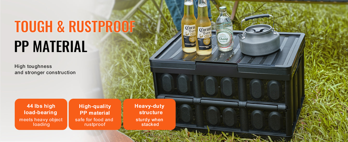 Set Of 3 Collapsible Storage Bins 45L 65L Stackable With Lids For Garage