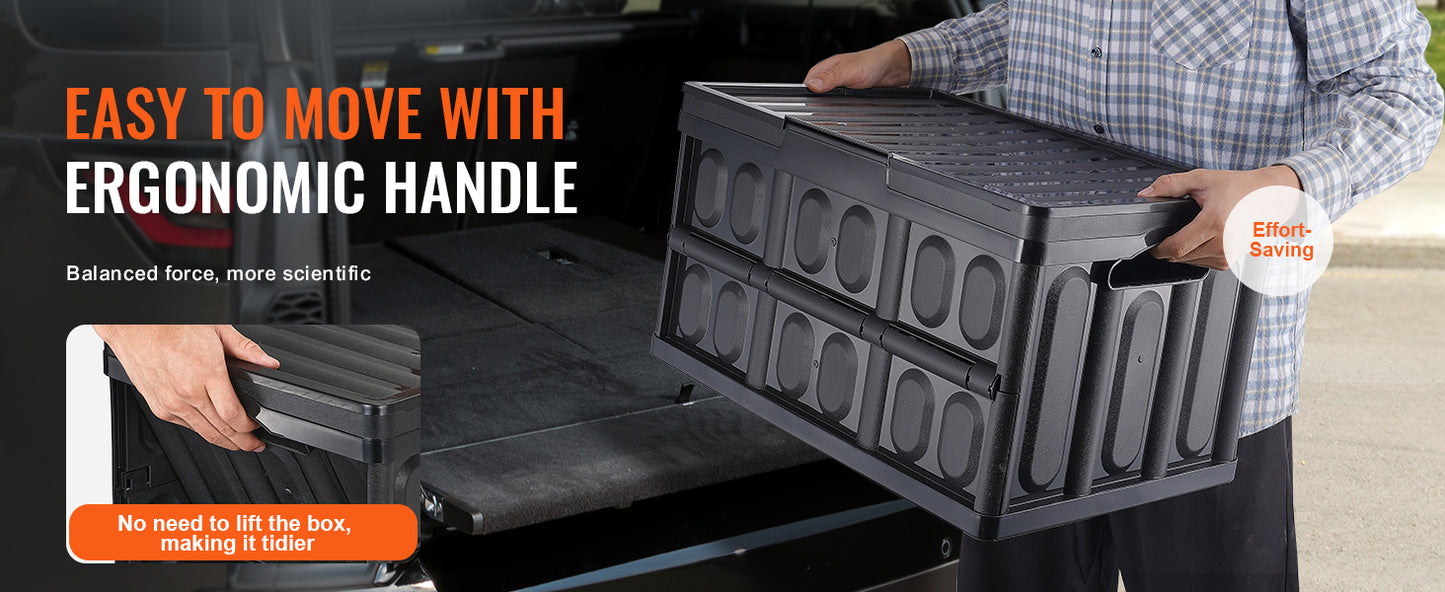 Set Of 3 Collapsible Storage Bins 45L 65L Stackable With Lids For Garage