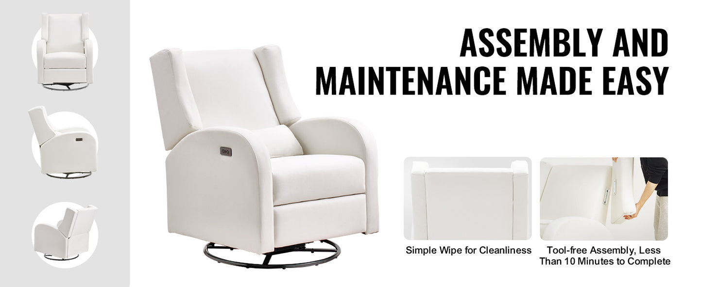 SucceBuy Electronic Power Recliner With USB Port Swivel Glider 250 Lb