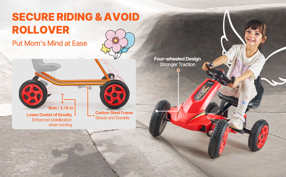 SucceBuy 66lbs Kids Pedal Go Kart 4 Wheel Off Road Racer