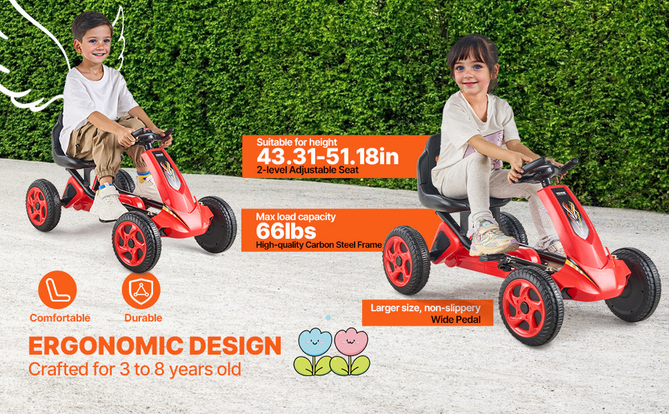 SucceBuy 66lbs Kids Pedal Go Kart 4 Wheel Off Road Racer