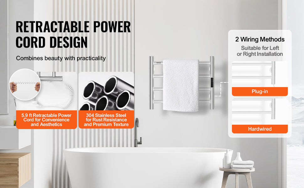 SucceBuy Wall Mounted Towel Warmer Rack 5 Levels IPX5