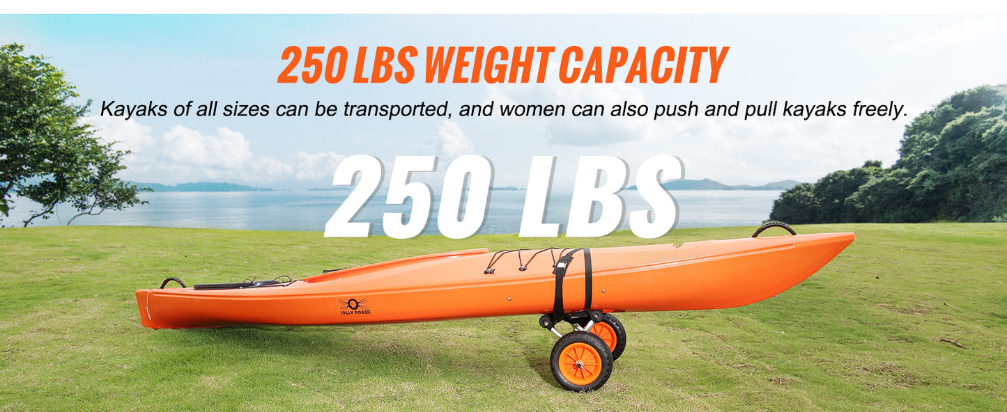 SucceBuy Kayak Cart 250 Lbs Foldable Trolley 10 Inch Tires