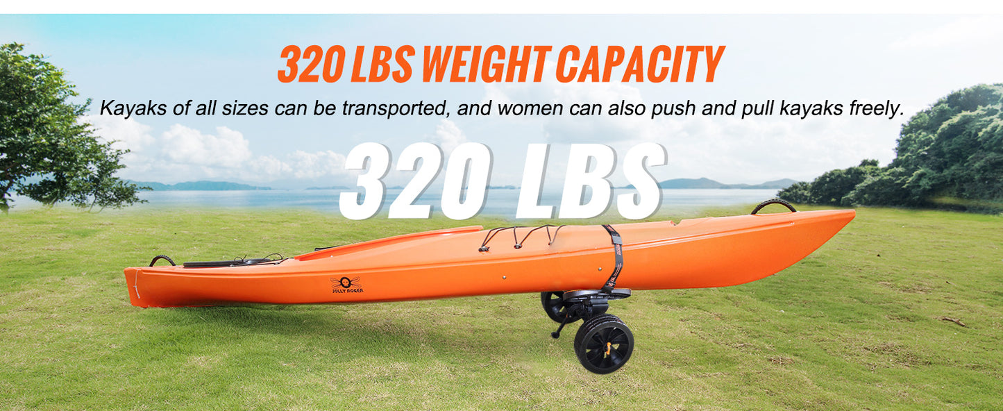 SucceBuy 320lbs Kayak Cart Detachable Trolley 10 Inch Tires