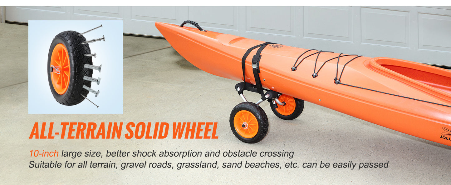 SucceBuy Kayak Cart 250 Lbs Foldable Trolley 10 Inch Tires