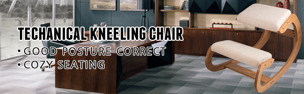 SucceBuy Ergonomic Kneeling Chair With Thick Cushion For Home Office Posture