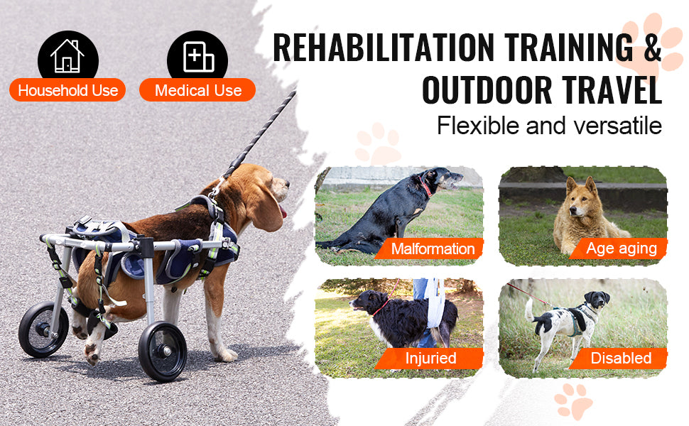 Two Wheels Dog Wheelchair For Back Legs Pet Cart Hind Limb Paralysis