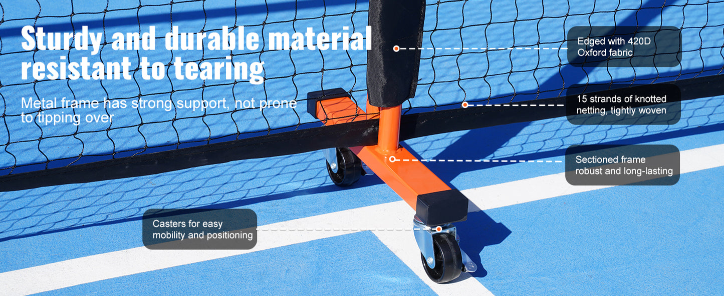 SucceBuy Portable Pickleball Net System 22 FT Full Court Official Regulation Size Outdoor With Court Line