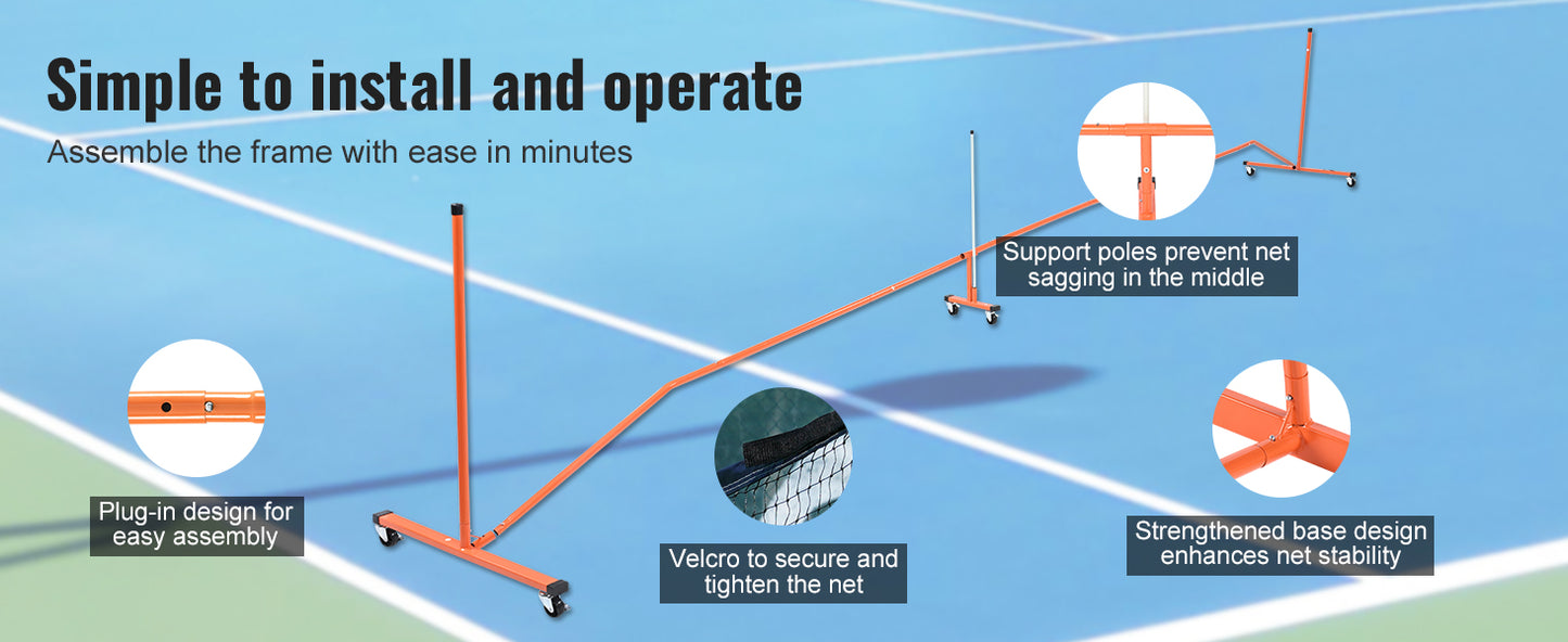 SucceBuy Portable Pickleball Net System 22 FT Full Court Official Regulation Size Outdoor With Court Line