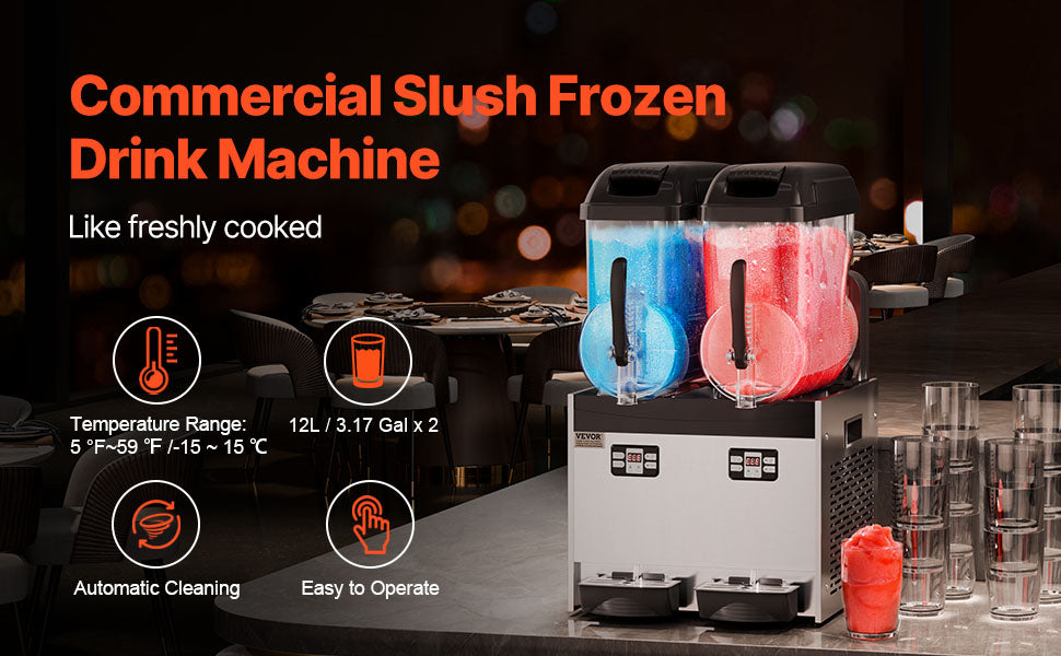 SucceBuy 3-36L Commercial Slushy Machine 1-3 Tanks Stainless Steel Margarita Smoothie Frozen Drink Maker for Home and Restaurants