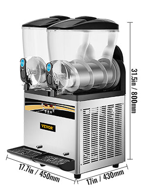 SucceBuy 2x15L Commercial Slushy Machine Margarita Maker 1000W Stainless Steel Smoothie Frozen Drink Maker