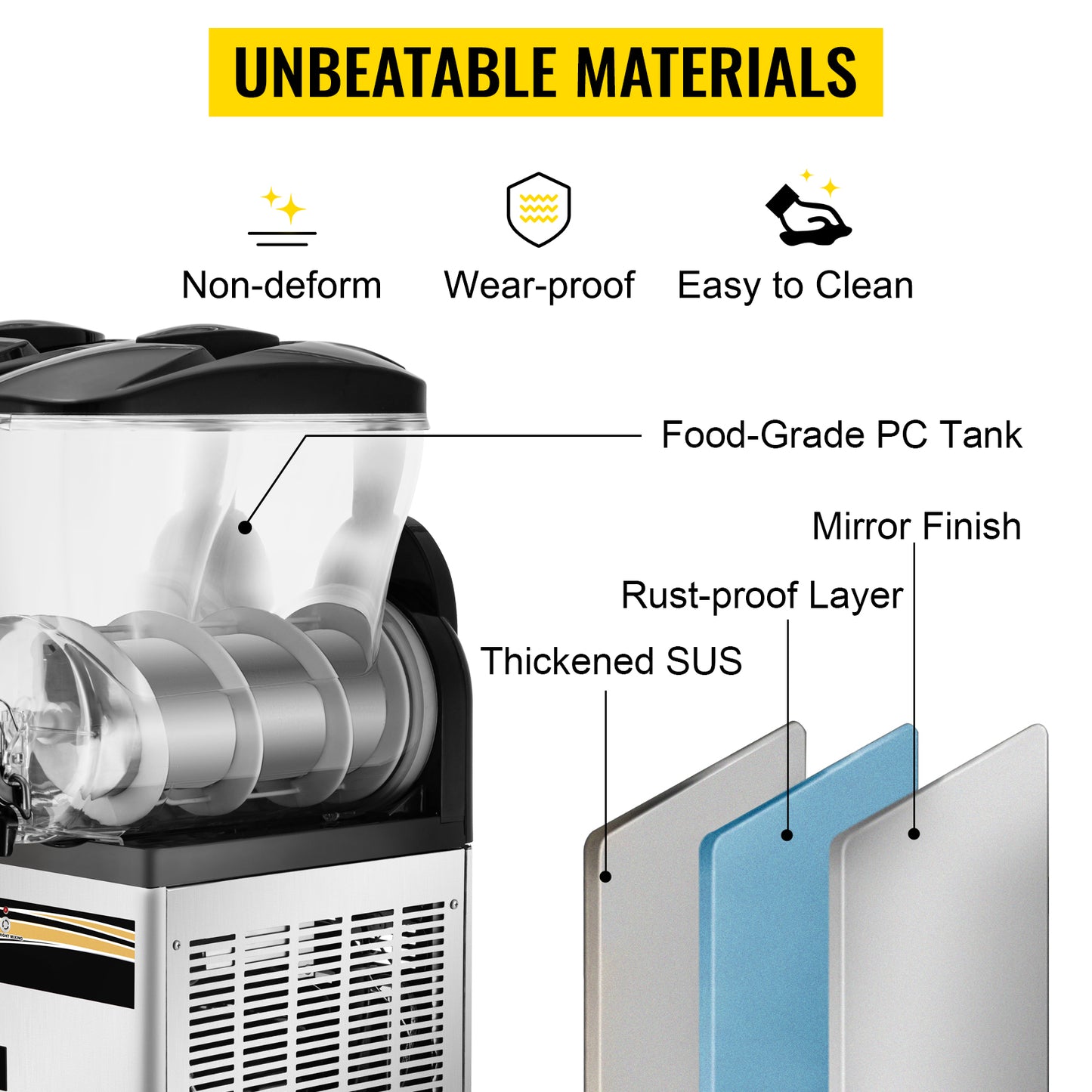 SucceBuy 2x15L Commercial Slushy Machine Margarita Maker 1000W Stainless Steel Smoothie Frozen Drink Maker
